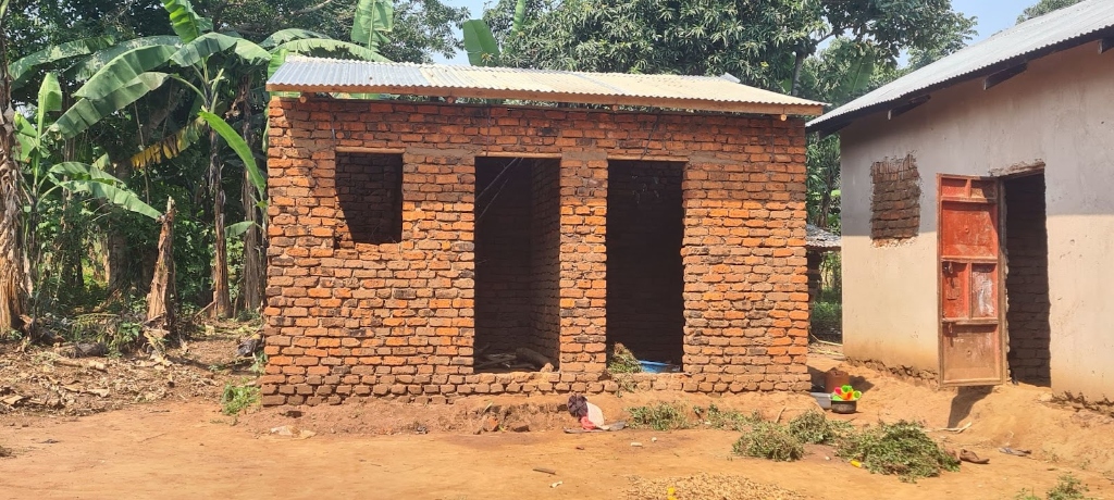 Nuala's new brick house under construction in eastern Uganda